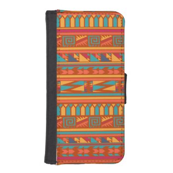 Terracotta Abstract Aztec Tribal Print Pattern Iphone Se/5/5s Wallet Case by SharonaCreations at Zazzle