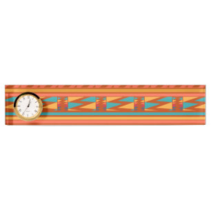 Terracotta Abstract Aztec Tribal Print Pattern Name Plate