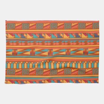 Terracotta Abstract Aztec Tribal Print Pattern Towel by SharonaCreations at Zazzle