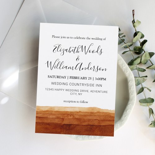 Terracotta Abstract Desert Boho Wedding Invitation