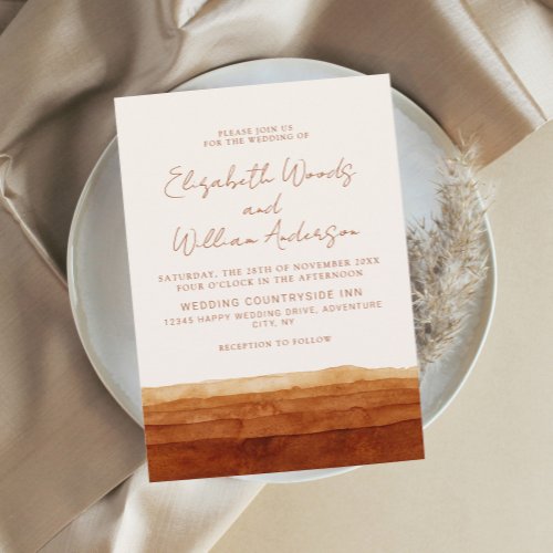 Terracotta  Abstract Desert Boho Wedding Invitation