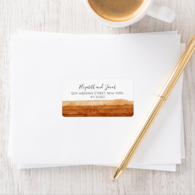 Terracotta Abstract Desert Watercolor Boho Wedding Label (Insitu)