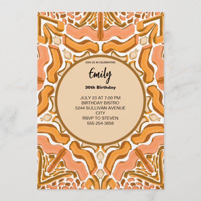 Terracotta Abstract Pattern Modern Brushstroke Invitation (Front)