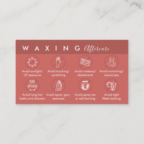 Terracotta aftercare instructions Waxing Business Card