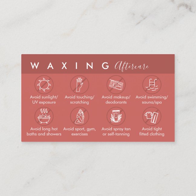 Terracotta aftercare instructions Waxing Business Card