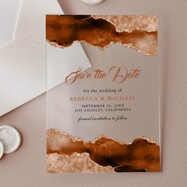 Terracotta Agate Marble Wedding Save the Date (Creator Uploaded)
