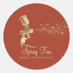 Terracotta Air Brush Gold Mobile Salon Spray Tan Classic Round Sticker