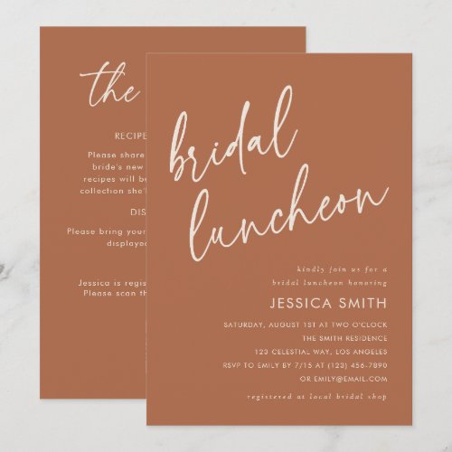 Terracotta All in One QR Code Bridal Luncheon Invitation