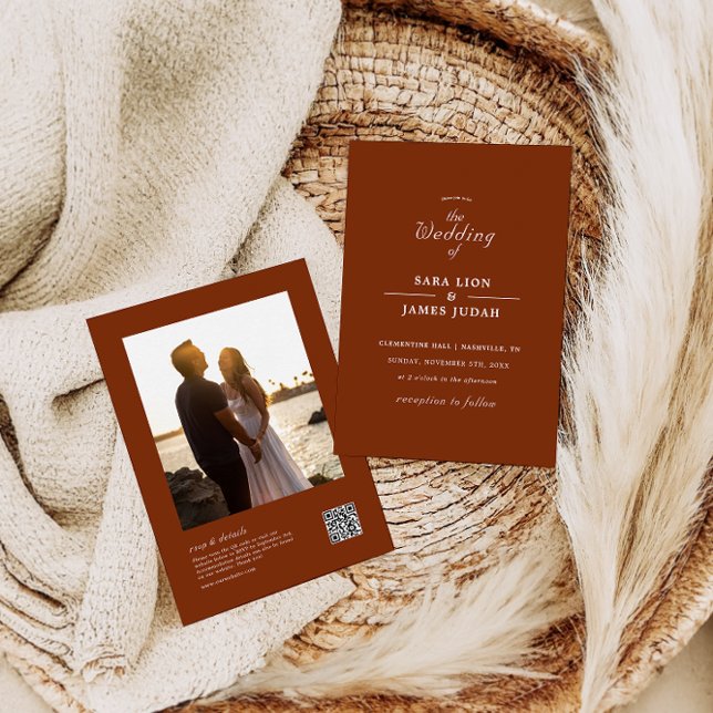 Terracotta All In One QR Code Photo Wedding Invitation (Creator Uploaded)