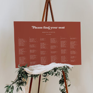 Terracotta Alphabetical seating chart Sign