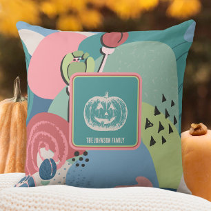 Terracotta Amber Fall Floral Pumpkin Throw Pillow