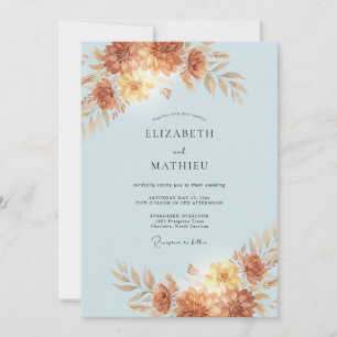 Terracotta Amber Peony Wedding Invitation