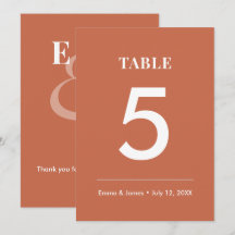 Terracotta Ampersand Wedding | Modern Table Number