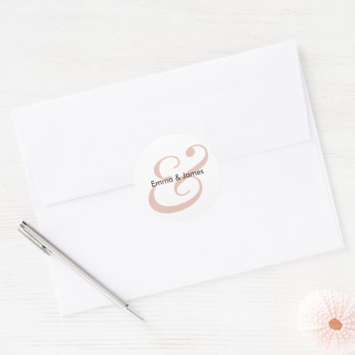 Terracotta Ampersand Wedding | Monogram Envelope Classic Round Sticker