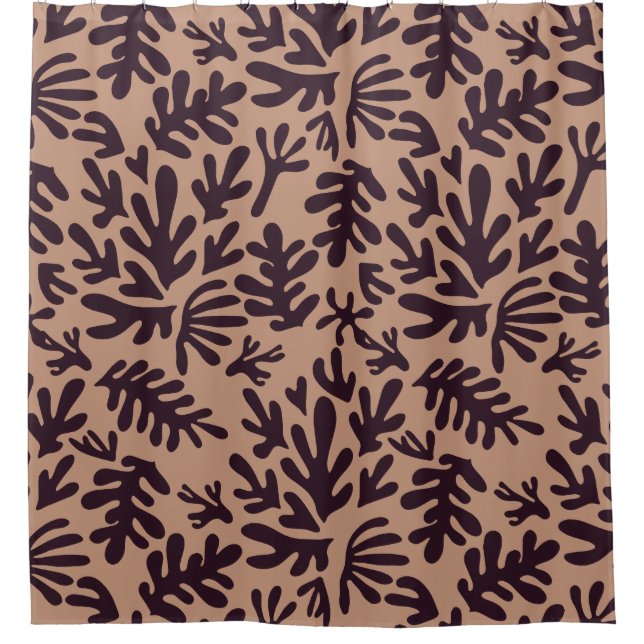 terracotta and black abstract boho Modern Pattern Shower Curtain (Front)