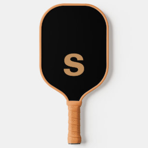 Terracotta And Black   Modern Monogram Pickleball Paddle