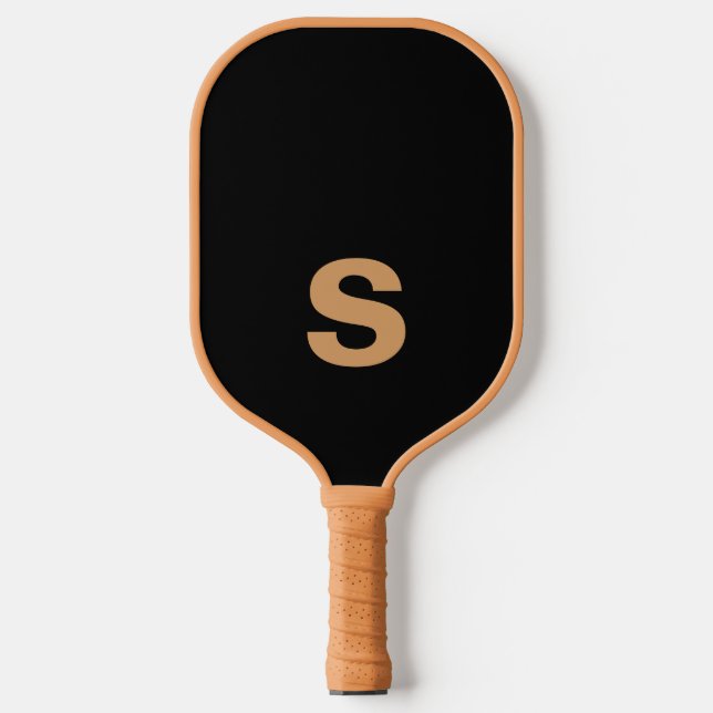 Terracotta And Black | Modern Monogram Pickleball Paddle (Front)