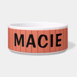 Terracotta and Black Thin Striped Name Cat Dog Bowl<br><div class="desc">Terracotta and Black Vintage Thin Striped Name Cat Dog Bowl.</div>
