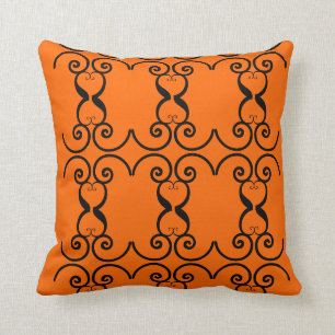 Terracotta and Black Throw Pillow