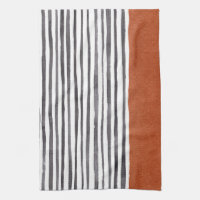 Navy / Beige / White Paper Stripes Kitchen Towel, Zazzle