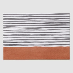 Terracotta and Black White Stripes Tissue Paper