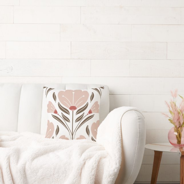 Terracotta and Blush pattern Throw Pillow (Couch)
