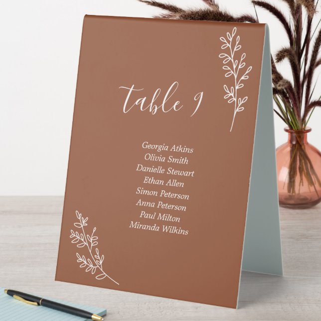 Terracotta And Branches Table Number Card  Table Tent (In SItu (Table))