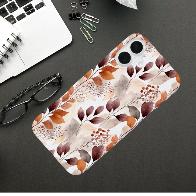 Terracotta and Burgundy Fall Leaves | Boho Autumn iPhone Case (Creator Uploaded)
