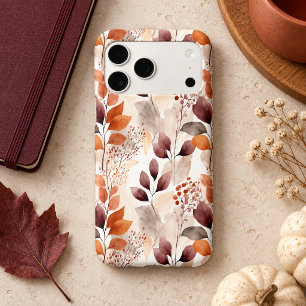 Terracotta and Burgundy Fall Leaves   Boho Autumn Iphone 18 Pro Max Case