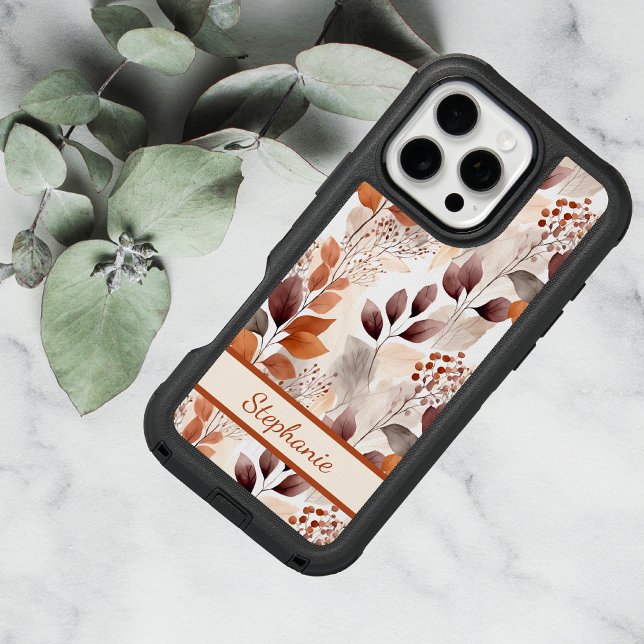 Terracotta and Burgundy Fall Leaves | Boho Autumn Otterbox iPhone Case (Creator Uploaded)