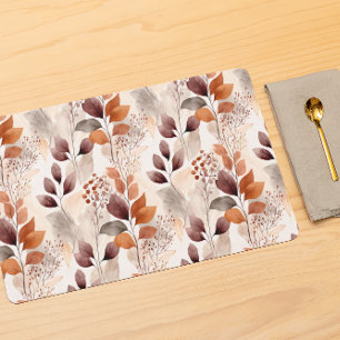 Terracotta and Burgundy Fall Leaves Boho Autumn Placemat
