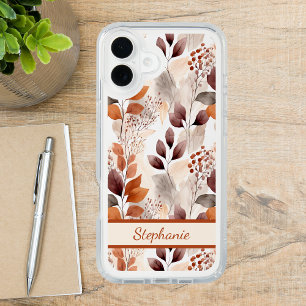 Terracotta and Burgundy Fall Leaves   Boho Autumn iPhone 16 Plus Case