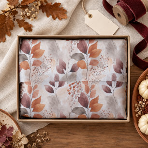 Terracotta and Burgundy Fall Leaves Boho Autumn Tissue Paper