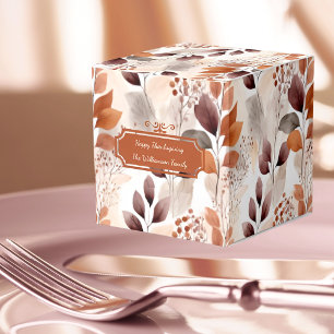 Terracotta and Burgundy Fall Leaves Thanksgiving Favor Boxes