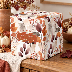 Terracotta and Burgundy Fall Leaves Thanksgiving Favor Boxes