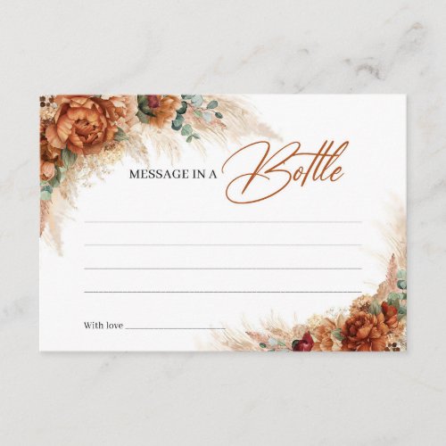 Terracotta and burgundy floral Message in a bottle Enclosure Card