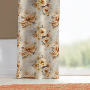 Terracotta and Burnt Orange Floral Earthy Vintage Blackout Curtains