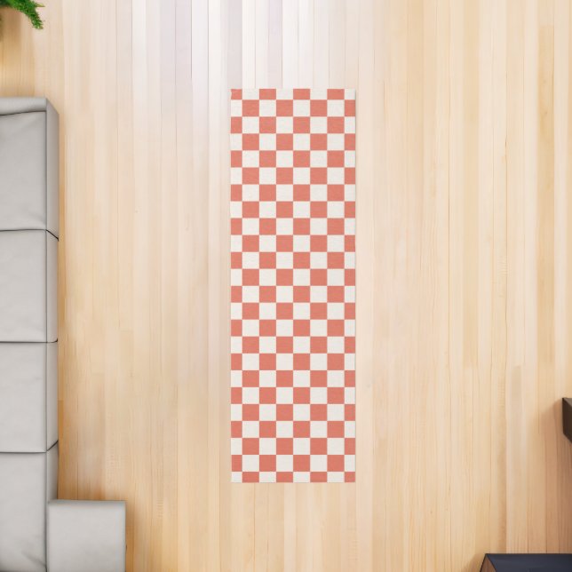 Terracotta and Cream Checkered Pattern Runner (Insitu (Indoor 2))