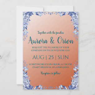 terracotta and dusty blue wedding invitations