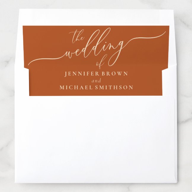 Terracotta and Earthtone Simple Formal Wedding Envelope Liner