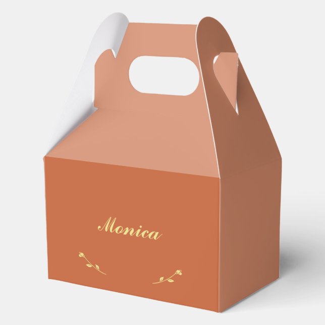 Terracotta and Gold Bridesmaid Favor Boxes (Front)