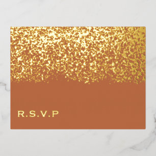 Terracotta and Gold Foil Wedding RSVP Holiday Postcard