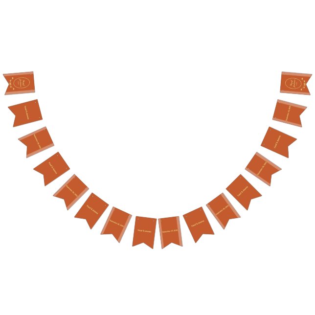 Terracotta and Gold Wedding Bunting Flags Banner (All)