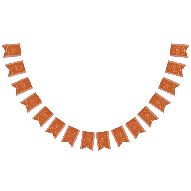 Terracotta and Gold Wedding Bunting Flags Banner (All)