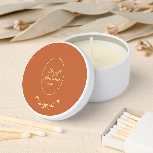 Terracotta and Gold Wedding Mini Candle Favors (Insitu)