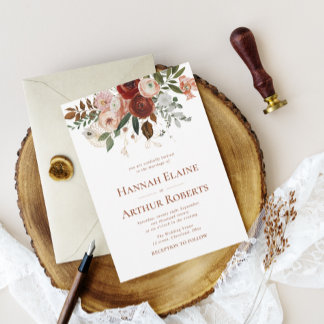 terracotta and greenery wedding invitation