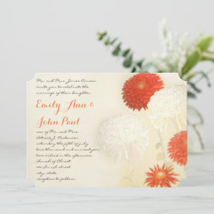 Terracotta and Ivory Chrysanthemum Wedding Invitation