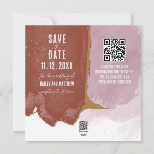 Terracotta and Lavender Watercolor Save the Date Holiday Card