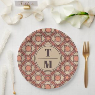Terracotta and Mauve Art Deco Paper Plates