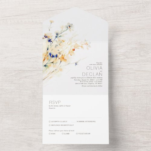 Terracotta and Navy Blue Elegant Fall Wedding All In One Invitation